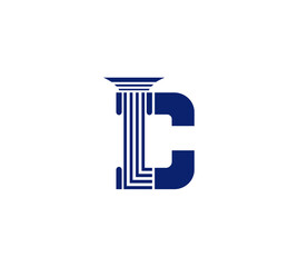 Letter C, Law Firm pillar, Creative Blue Color Logo Design, Company Business Concept