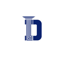 Letter D, Law Firm pillar, Creative Blue Color Logo Design, Company Business Concept