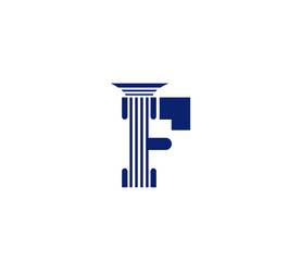 Letter F, Law Firm pillar, Creative Blue Color Logo Design, Company Business Concept