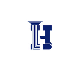 Letter H, Law Firm pillar, Creative Blue Color Logo Design, Company Business Concept