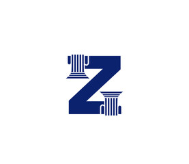 Letter Z, Law Firm pillar, Creative Blue Color Logo Design, Company Business Concept
