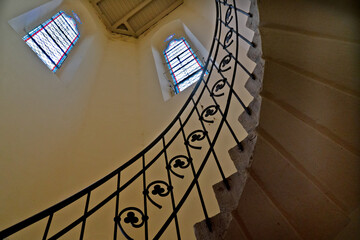 Fototapeta premium Treppe zum Turm der Stadtkirche in Tann in der Rhön