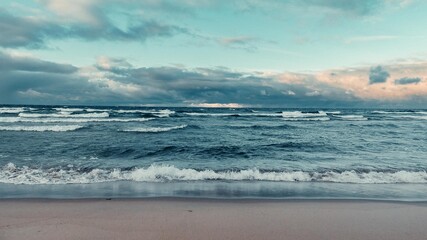 Waves on Lake Superior in Michigan. Calm peaceful background.