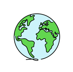 Abstract color planet Earth as line drawing on white as background. Vector