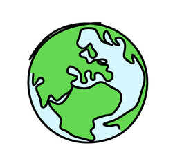Abstract color planet Earth as line drawing on white as background. Vector
