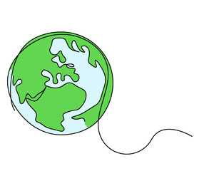 Abstract color planet Earth as line drawing on white as background. Vector