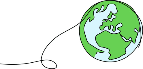 Abstract color planet Earth as line drawing on white as background. Vector