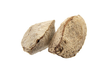 Brazil nuts or Bertholletia excelsa seeds isolated on white