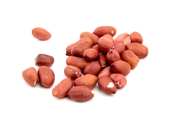 Raw peanuts isolated on white