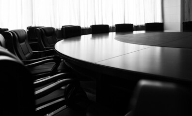 Conference table and chairs in modern meeting room