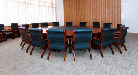 Conference table and chairs in modern meeting room