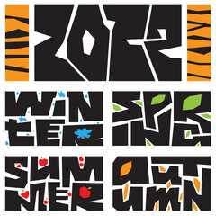 Season icon design Summer, Spring, Autumn, Winter. Vector illustration.