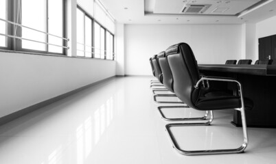 Conference table and chairs in modern meeting room