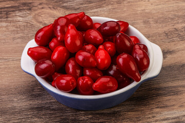 Sweet and ripe cornel berries