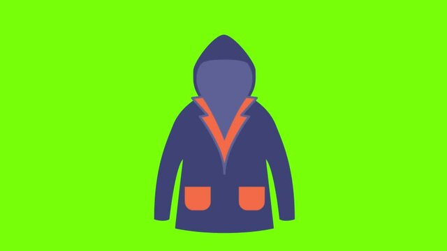 An Animation of a winter coat on a green screen background