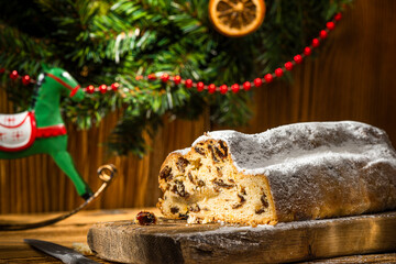 Sweet Christmas Cake Stollen , Festive Homemade Food