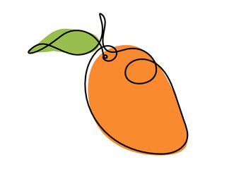 Drawing line  color mango on the white background. Vector
