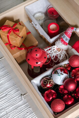 christmas, preparation and storage of gifts, decor, balls, candles,Christmas gift,gift box eco christmas holiday concept, Christmas gift wrapping, decor banner