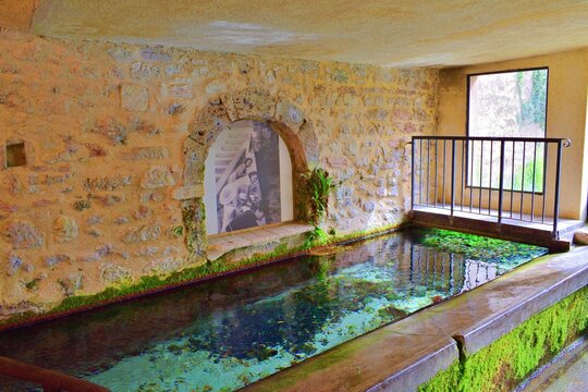 Ancient wash house in the medieval village of Rasiglia fraction of Foligno, Perugia, Italy