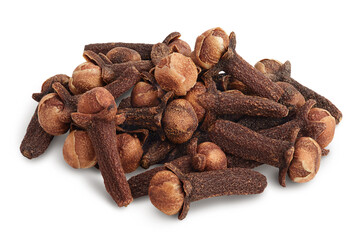 Dry spice cloves isolated on white background with clipping path and full depth of field.