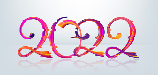 Obraz premium Happy New 2021 Year. Vector holiday illustration. Colorful numbers on light background 