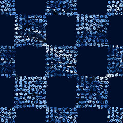 Brush Stroke Plaid Geometric Grung Pattern Seamless in Blue Color Check Background. Gunge Collage Watercolor Texture for Teen and School Kids Fabric Prints Grange Design with lines - 466979853
