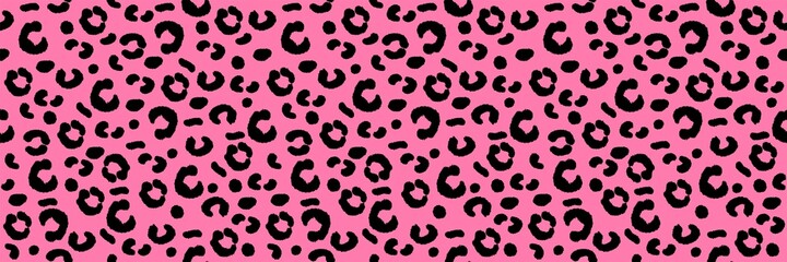 Black Pink Abstract animal skin leopard seamless pattern. Jaguar, leopard, cheetah, seamless pattern