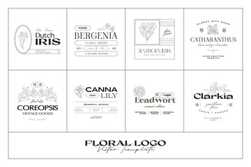 Vintage Flower logo template collection illustration for branding