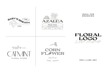 Vintage Flower logo template collection illustration for branding