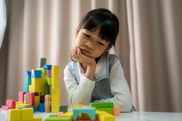 Little Children Playing Toy Blocks,Cute child play with color toy,Educational toys for child.