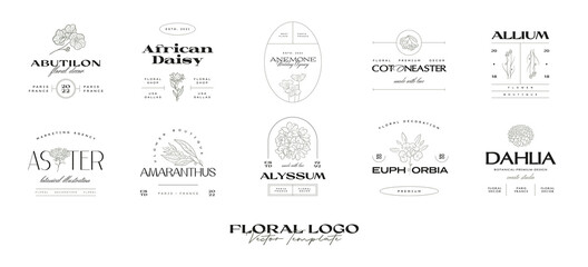 Vintage Flower logo template collection illustration for branding