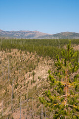 Yellowstone lake and Yellowstone river in Yellowstone National Park in Wyoming