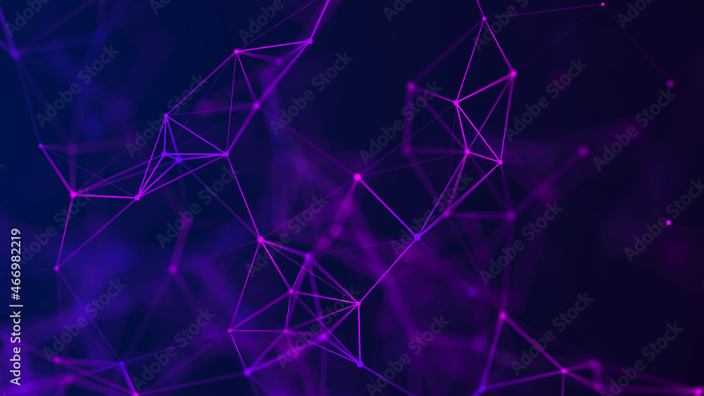 Aufkleber abstract illustration with connected dots and lines. digital network background. the concept of scie