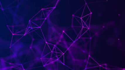 Abstract illustration with connected dots and lines. Digital network background. The concept of science, technology. 3D