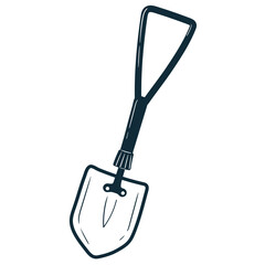hiking shovel in doodle style hand-drawn illustration