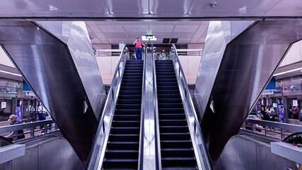 moving escalator in a mall