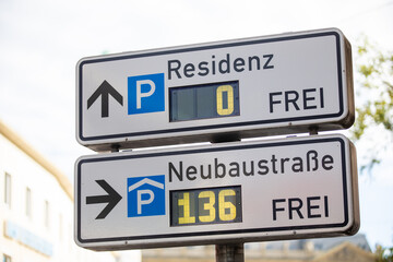 German parking garage sign. Frei is the german word for free.