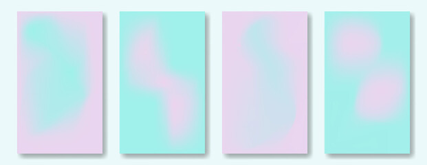 Set of trendy abstract gradient vertical backgrounds. Modern design mixed pink and cyan colors, retro style hipster backdrops for poster, invitation, print