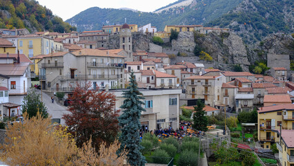 view of the village of Castelsaraceno, Basilicata, Italy