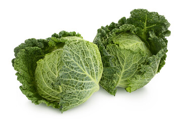 Savoy cabbage isolated on white background with clipping path and full depth of field