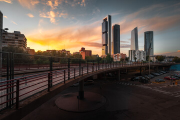 Madrid four iconic towers. Madrid, Spain.
