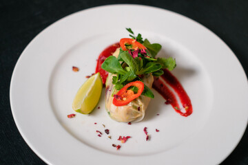 Spring roll is an Asian dish typical of Japanese, Singaporean and Indonesian culinary traditions. Stuffed pancakes.