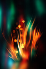 Bright abstract blurred background with bokeh. Blurred lights, neon glowing lines on a dark background.