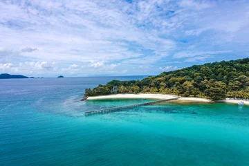 Foto op Plexiglas Beautiful tropical island koh Kham, white sand beach with volcanic rocks, near koh Mak, Trat, Thailand © pierrick