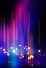 Bright abstract blurred background with bokeh. Blurred lights, neon glowing lines on a dark background.