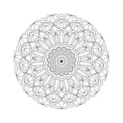 Mandala lacy pattern. Round ornament pattern. Graphic design element. Coloring book page.