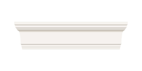 White skirting baseboard moulding. Ceiling crown isolated from background. Plaster, wooden or styrofoam interior decor. Classic home design. Vector illustration. © Kusandra