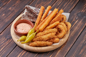tasty appetizer on the wooden background