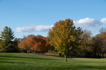 Iowa Jasper Park Golf Court Autumn Scene