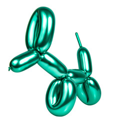 Green balloon dog rubber toy isolated on the white background